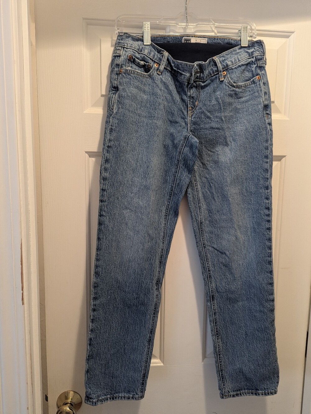 GAP Maternity Jeans "TWFP Cheeky St" In Med Indigo Wash Sz 26 *Long **EUC